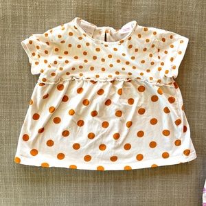 Zara toddler girl white and gold polka dot top